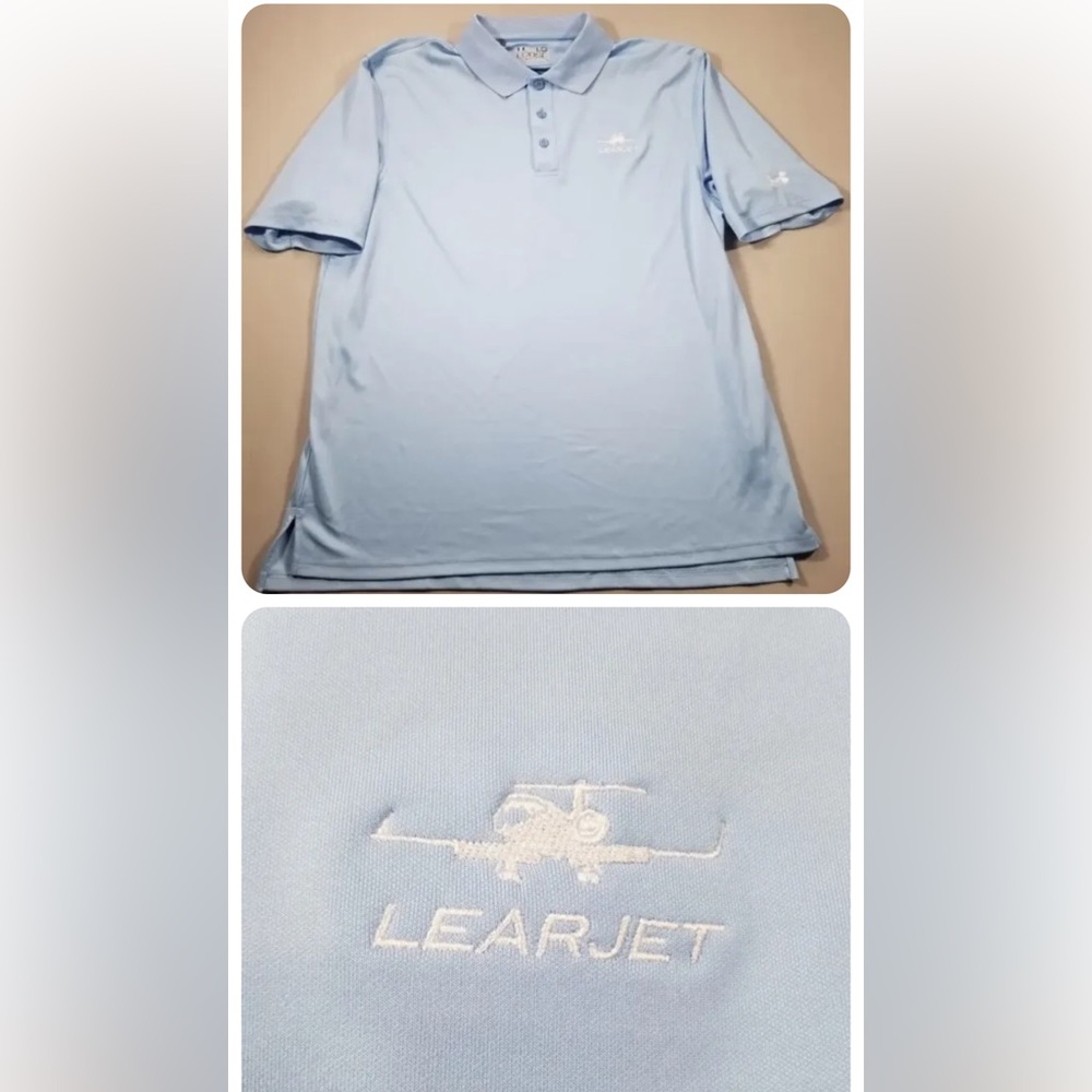 Under Armour Loose Heat Gear Golf Polo Shirt Men's L Lear Jet Light Blue Rare
